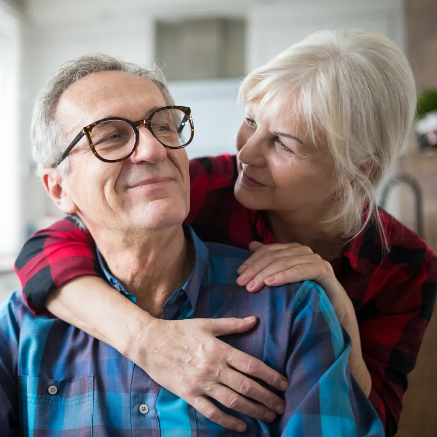Couple sharing a warm moment together.