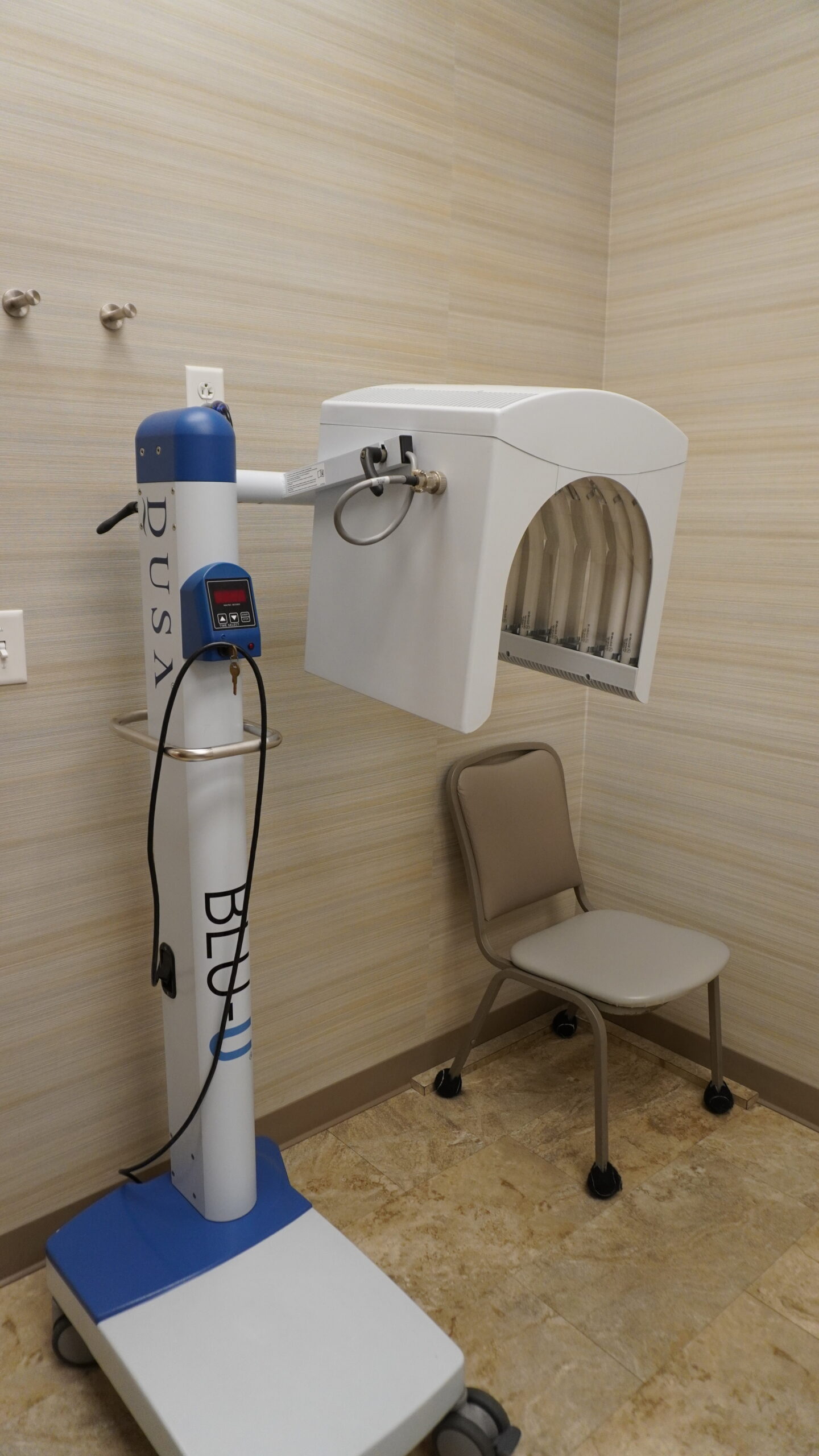 Phototherapy lightbox equipment used for UVB treatment at Chattanooga Skin and Cancer Clinic